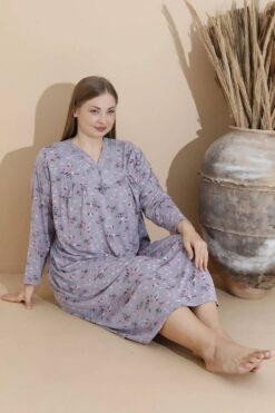 Alternative view of Χειμερινό Βαμβακερό Νυχτικό 10001 - ΜΩΒ, XL