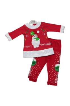 Χριστουγεννιάτικο Σετ Μπλουζάκι Παντελονάκι 9786 - ΚΟΚΚΙΝΟ, 12 Μηνών