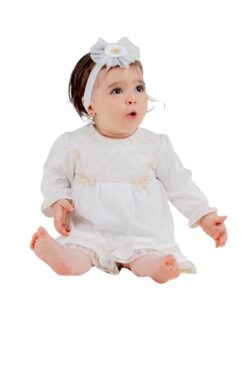 Φόρεμα Εξόδου Αμπιγιέ W3296 - ΛΕΥΚΟ, 9-12 Μηνών