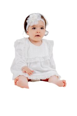 Φόρεμα Εξόδου Αμπιγιέ 3316 - ΛΕΥΚΟ, 6-9 Μηνών