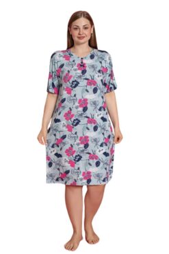 Φόρεμα Homewear Κοντό Μανίκι D5159 - ΠΟΛΥΧΡΩΜΟ, 4XL