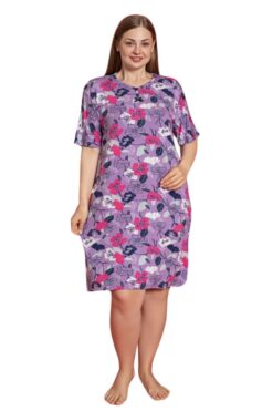 Φόρεμα Homewear Κοντό Μανίκι W5159 - ΠΟΛΥΧΡΩΜΟ, 5XL