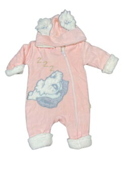 Φορμάκι Κέντημα Koala Βελουτέ με Γούνα & Κουκούλα 4137 - ΡΟΖ, 0-3 Μηνών