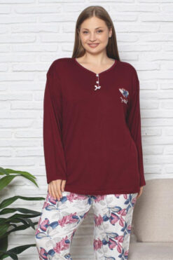 Alternative view of Γυναικεία Φθινοπωρινή Ανοιξιάτικη Πιτζάμα R8515 - ΜΠΟΡΝΤΟ, XXL