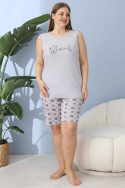 Alternative view of Γυναικεία πιτζάμα αμάνικη με σορτς 30135 - ΓΚΡΙ, 4XL