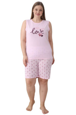 Γυναικεία πιτζάμα αμάνικη με σορτς 60111 - ΡΟΖ, 3XL