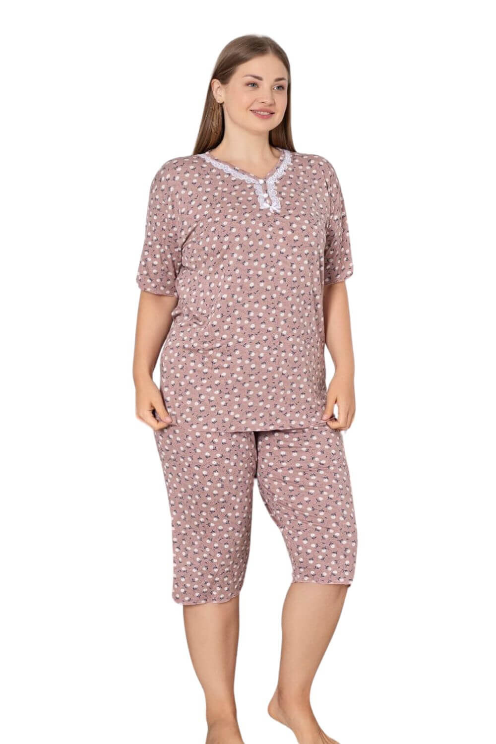 Γυναικεία Πιτζάμα Κάπρι Homewear W8373 - ΜΟΚΑ, XL