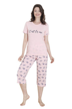 Γυναικεία Πιτζάμα Κάπρι Με Κοντό Μανίκι 10671 - ΡΟΖ, M