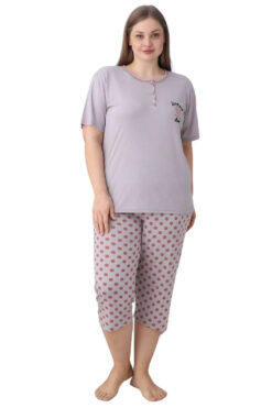 Γυναικεία πιτζάμα κάπρι με κοντό μανίκι 30103 - VIZON, 3XL