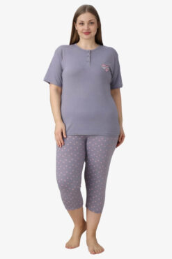 Γυναικεία πιτζάμα κάπρι με κοντό μανίκι 30156 - VIZON, 3XL
