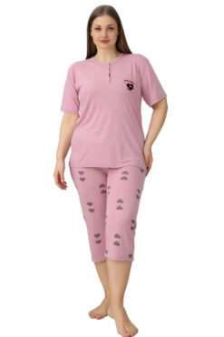 Γυναικεία πιτζάμα κάπρι με κοντό μανίκι 30167 - ΛΙΛΑ, 4XL