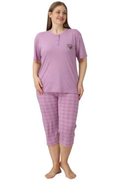 Γυναικεία πιτζάμα κάπρι με κοντό μανίκι 30171 - ΛΙΛΑ, XXL