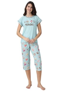 Γυναικεία πιτζάμα κάπρι με κοντό μανίκι 40079 - ΒΕΡΑΜΑΝ, L