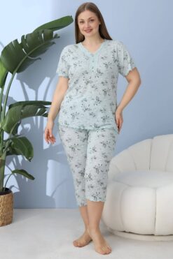 Alternative view of Γυναικεία πιτζάμα κάπρι με κοντό μανίκι 50157 - ΦΥΣΤΙΚΙ, 3XL