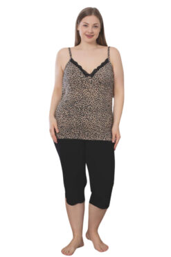 Γυναικεία πιτζάμα κάπρι με τιράντα D8459 - ΛΕΟΠΑΡ, 5XL