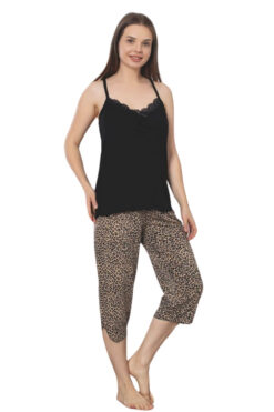 Γυναικεία πιτζάμα κάπρι με τιράντα W8453 - ΠΟΛΥΧΡΩΜΟ, M