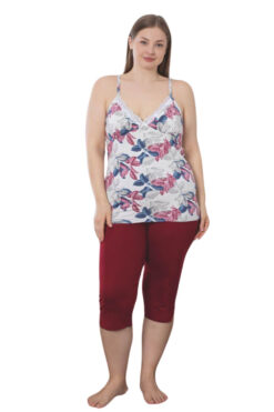 Γυναικεία πιτζάμα κάπρι με τιράντα W8459 - ΠΟΛΥΧΡΩΜΟ, XXL