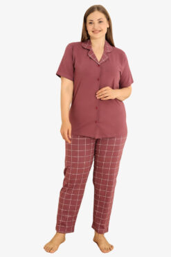 Γυναικεία Βαμβακερή Πιτζάμα Ανοιξιάτικη Φθινοπωρινή 10323 - ΚΕΡΑΜΙΔΙ, XXL