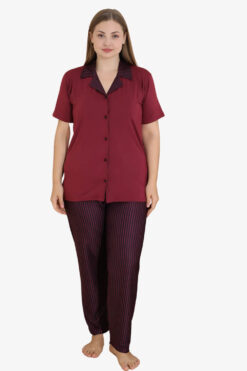 Γυναικεία Βαμβακερή Πιτζάμα Ανοιξιάτικη Φθινοπωρινή 11272 - ΜΠΟΡΝΤΟ, XL