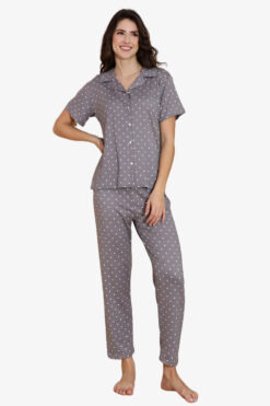 Γυναικεία Βαμβακερή Πιτζάμα Ανοιξιάτικη Φθινοπωρινή 20067 - ΑΝΘΡΑΚΙ, L