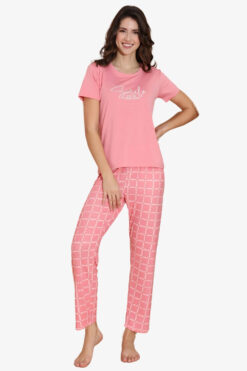 Γυναικεία Βαμβακερή Πιτζάμα Ανοιξιάτικη Φθινοπωρινή 20078 - ΡΟΖ, XL