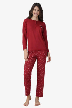 Γυναικεία Βαμβακερή Πιτζάμα Ανοιξιάτικη Φθινοπωρινή 30098 - ΚΡΑΣΟΥΛΙ, L