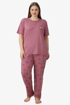 Γυναικεία Βαμβακερή Πιτζάμα Ανοιξιάτικη Φθινοπωρινή 30131 - ΣΑΠΙΟ ΜΗΛΟ, 3XL