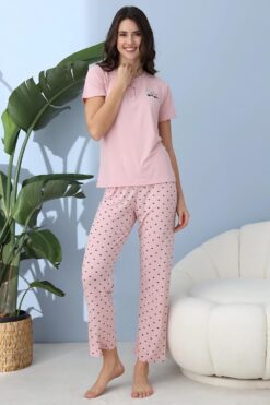 Alternative view of Γυναικεία Βαμβακερή Πιτζάμα Ανοιξιάτικη Φθινοπωρινή 30224 - ΡΟΖ, XL