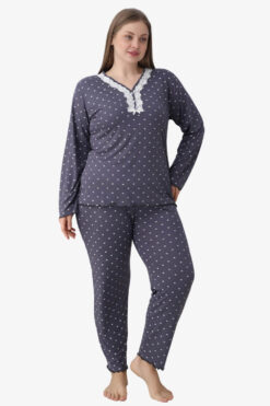 Γυναικεία Βαμβακερή Πιτζάμα Ανοιξιάτικη Φθινοπωρινή 50110 - ΑΝΘΡΑΚΙ, XXL