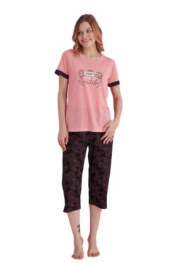 Γυναικεία Βαμβακερή Πιτζάμα Κάπρι Με Κοντό Μανίκι 17150 - ΚΟΡΑΛΙ, M