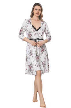 Γυναικείο σετ ρόμπα με νυχτικό 5262 - ΛΕΥΚΟ, M