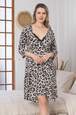 Alternative view of Γυναικείο σετ ρόμπα με νυχτικό W5262 - ΛΕΟΠΑΡ, XL