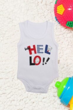 Alternative view of Κορμάκι Βρεφικό Αμάνικο Body Hello D9006 - ΛΕΥΚΟ, 9 Μηνών