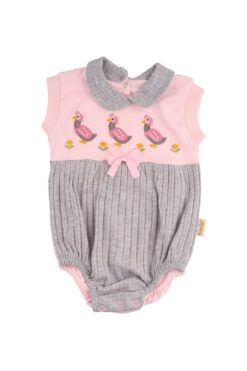 Κορμάκι Βρεφικό Birds Αμάνικο R2057 - ΓΚΡΙ-ΡΟΖ, 6-9 Μηνών