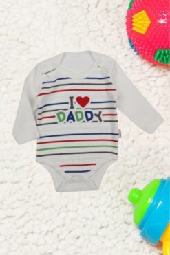 Alternative view of Κορμάκι Βρεφικό I Love Daddy Με Μακρύ Μανίκι D2141 - ΛΕΥΚΟ, 12 Μηνών
