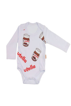 Κορμάκι Βρεφικό Μακρύ Μανίκι Nutella D2258 - ΛΕΥΚΟ, 18 Μηνών