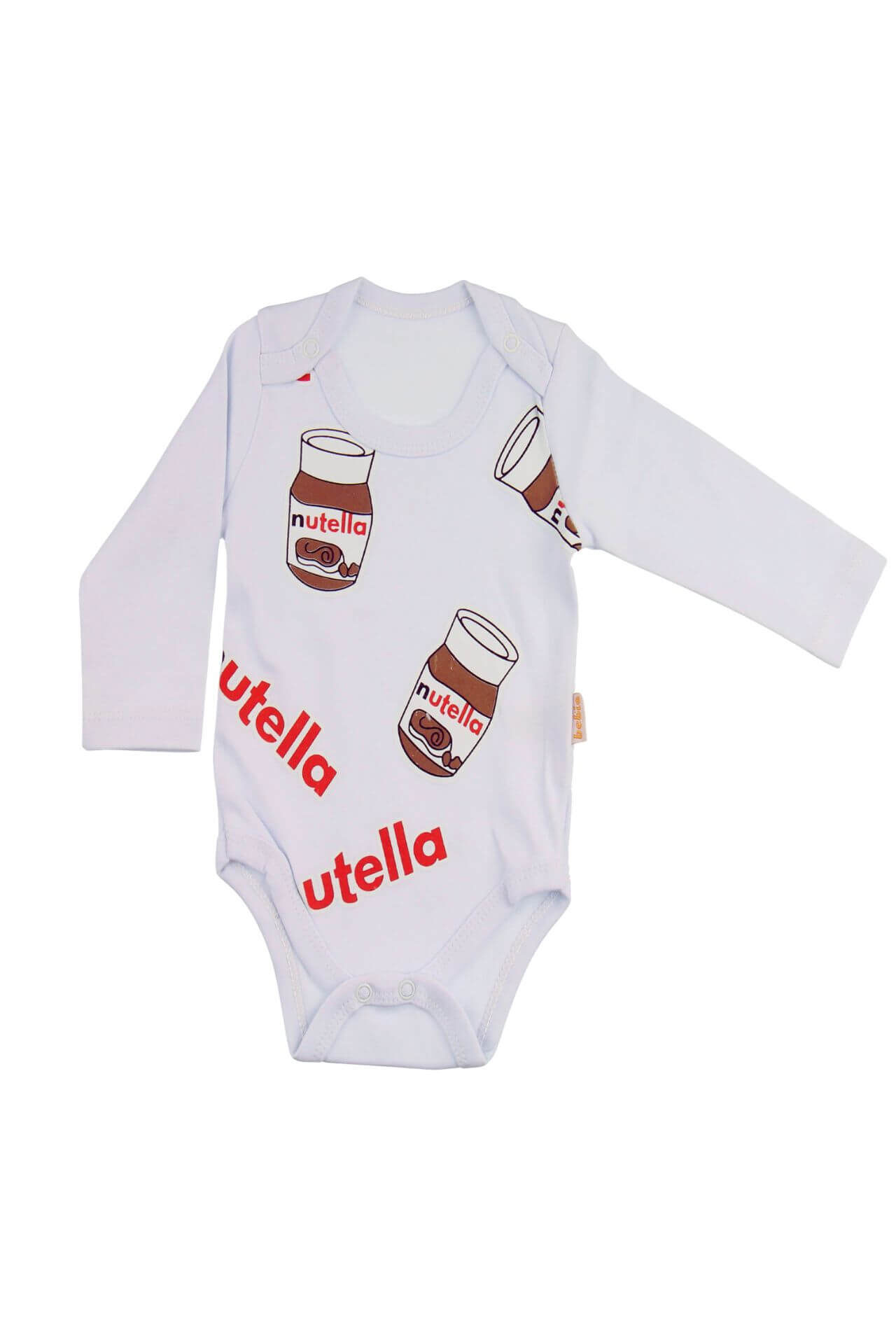 Κορμάκι Βρεφικό Μακρύ Μανίκι Nutella D2258 - ΛΕΥΚΟ, 9 Μ