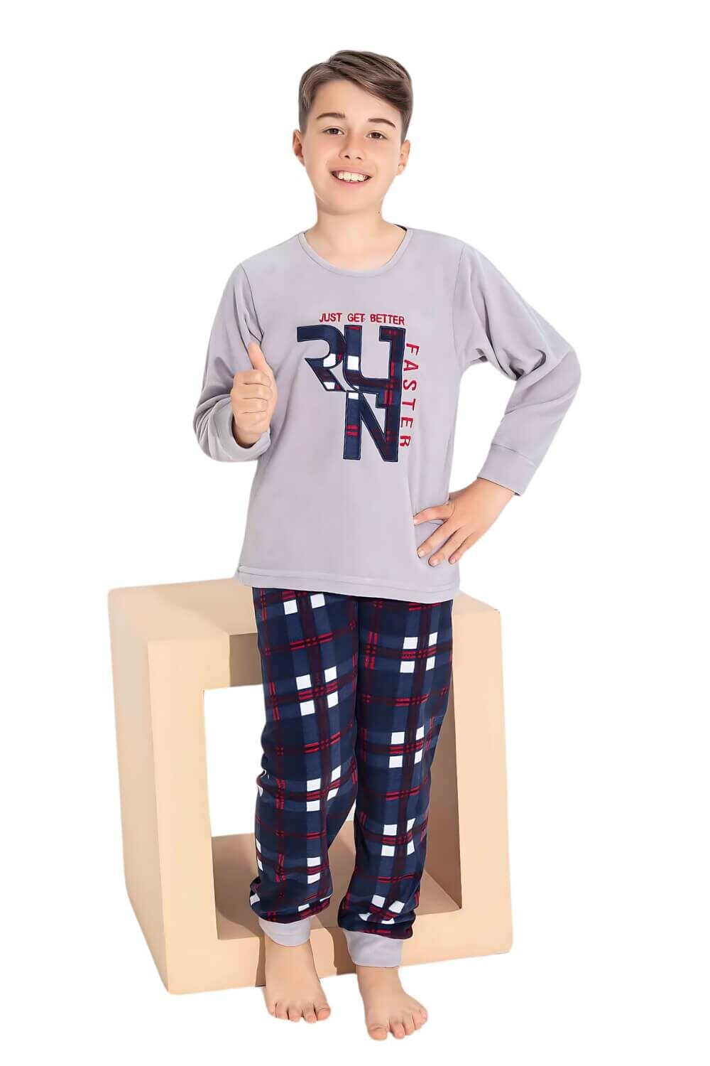 Παιδική Πιτζάμα Για Αγόρι Fleece W3702 - ΓΚΡΙ, 7 Ε