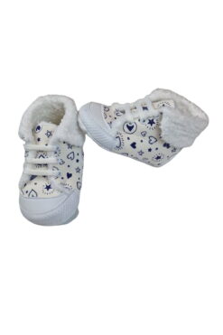 Παπούτσια Αγκαλιάς με Κορδόνια W3065 - ΕΚΡΟΥ-ΜΠΛΕ, 19