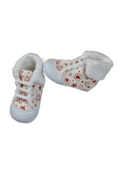 Παπούτσια Αγκαλιάς με Κορδόνια Q3065 - ΕΚΡΟΥ-ΚΟΚΚΙΝΟ, 18