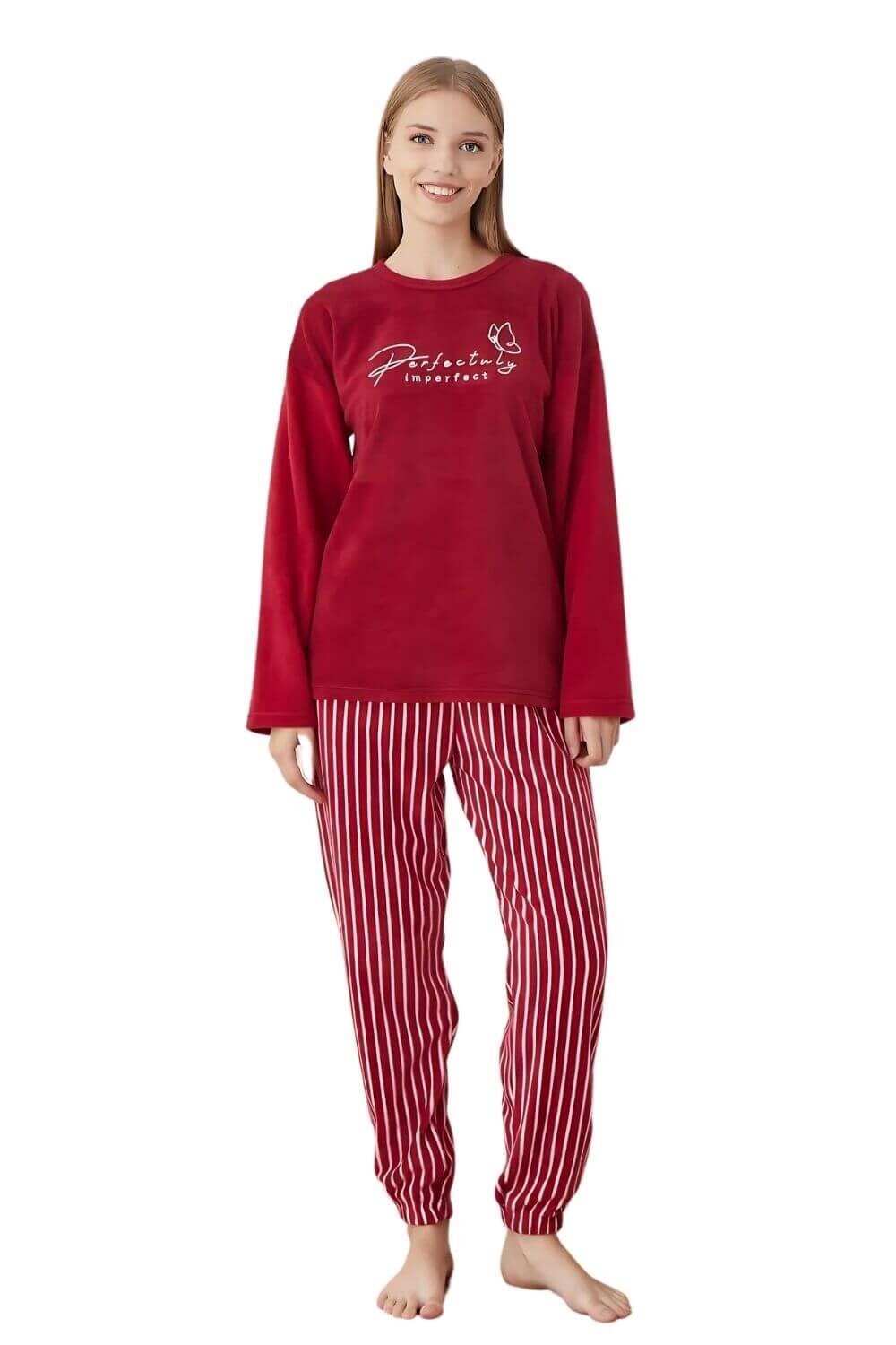 Πιτζάμα Γυναικεία Fleece 7021 - ΜΠΟΡΝΤΟ, XXL