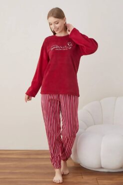 Alternative view of Πιτζάμα Γυναικεία Fleece 7021 - ΜΠΟΡΝΤΟ, XXL