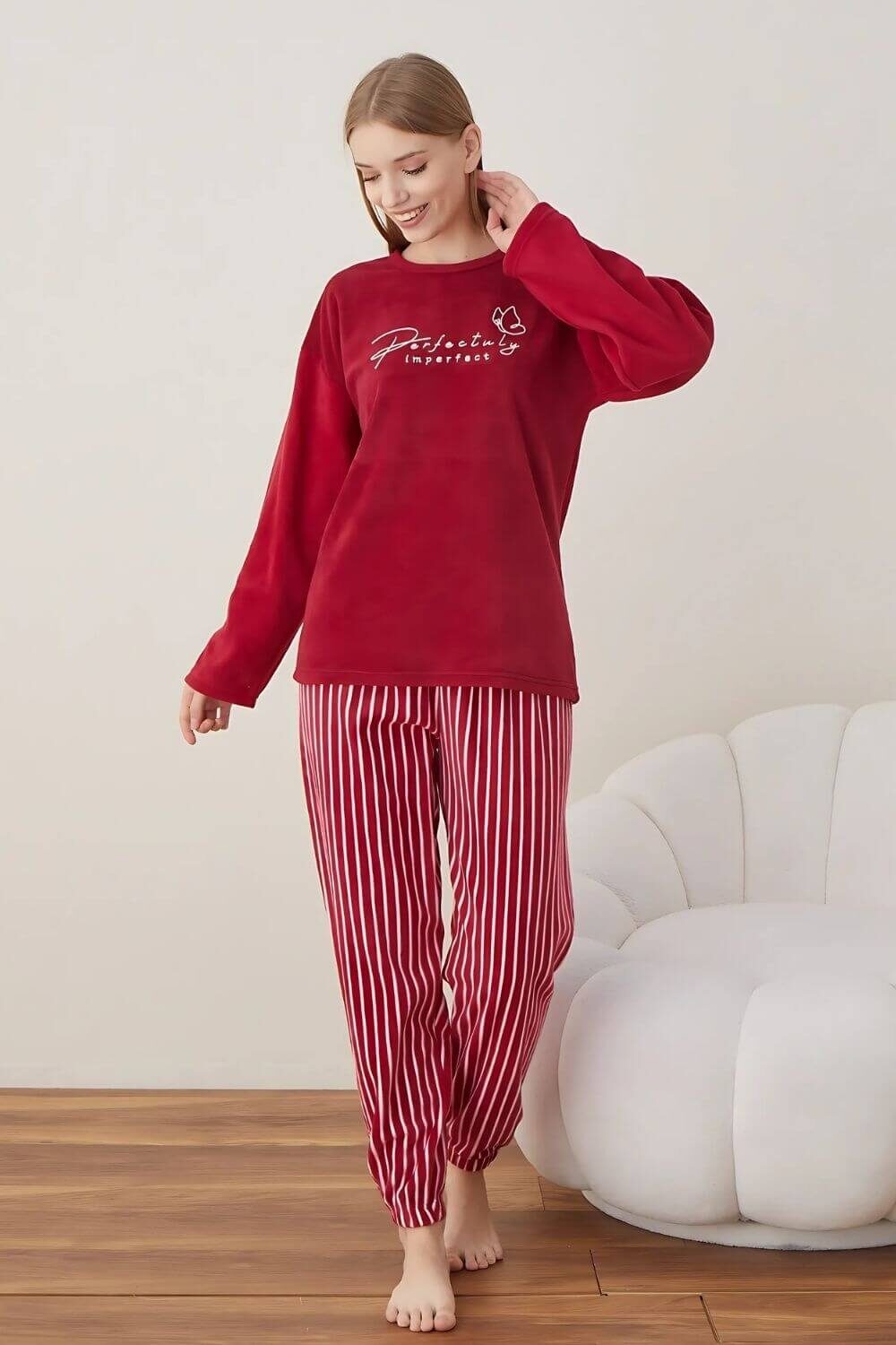 Πιτζάμα Γυναικεία Fleece 7021 - ΜΠΟΡΝΤΟ, XXL - Image 2