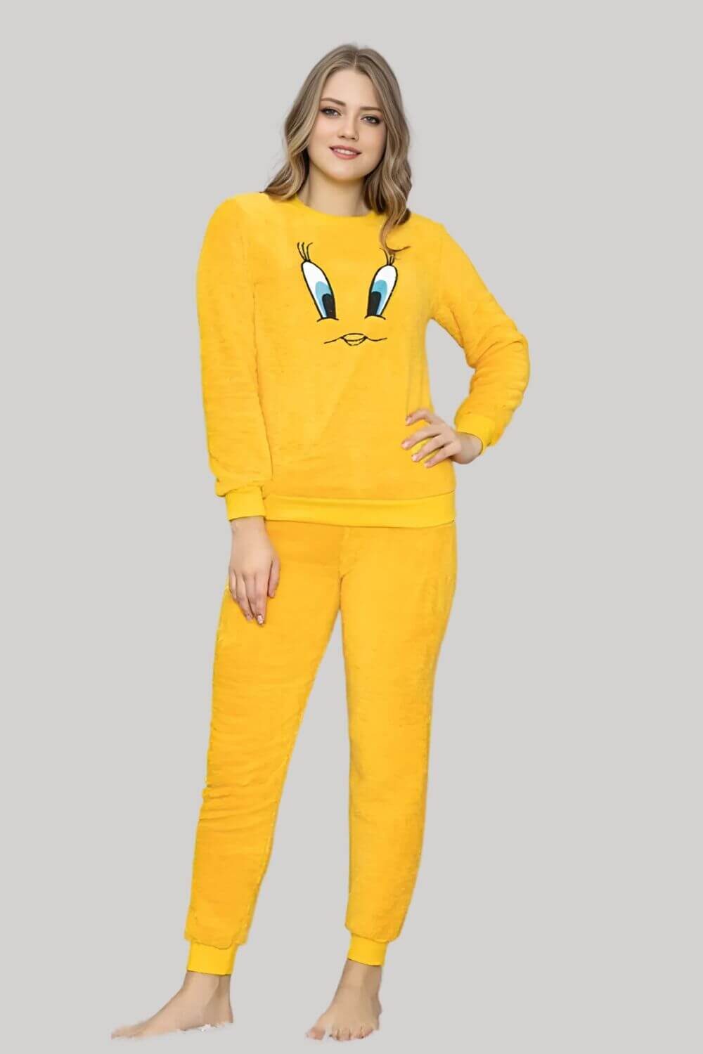 Πιτζάμα Γυναικεία Fleece 8170 - ΚΙΤΡΙΝΟ, XL