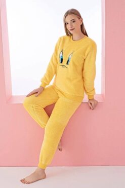 Alternative view of Πιτζάμα Γυναικεία Fleece 8170 - ΚΙΤΡΙΝΟ, XL