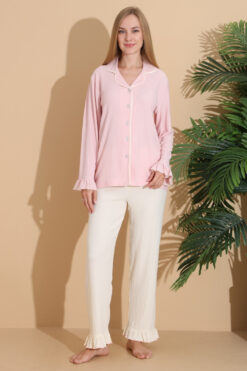 Alternative view of Πιτζάμα Γυναικεία Homewear Με Κουμπιά 6004 - ΡΟΖ, L