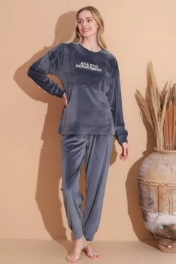 Alternative view of Πιτζάμα Γυναικεία Homewear Βελουτέ 3073 - ΓΚΡΙ, XL