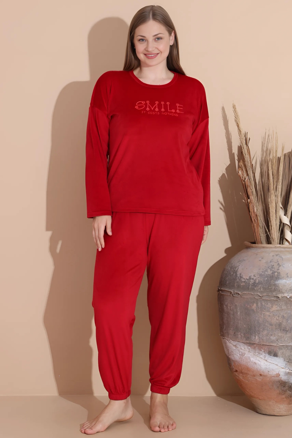 Πιτζάμα Γυναικεία Homewear Βελουτέ 3130 - ΚΟΚΚΙΝΟ, 3XL - Image 2