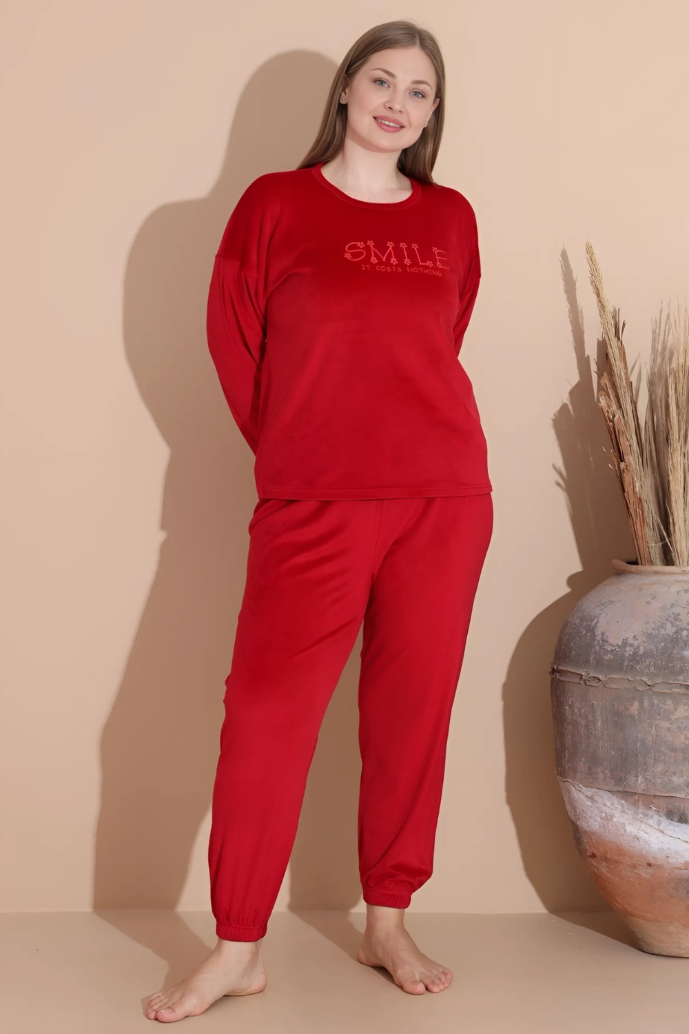 Πιτζάμα Γυναικεία Homewear Βελουτέ 3130 - ΚΟΚΚΙΝΟ, 3XL - Image 3