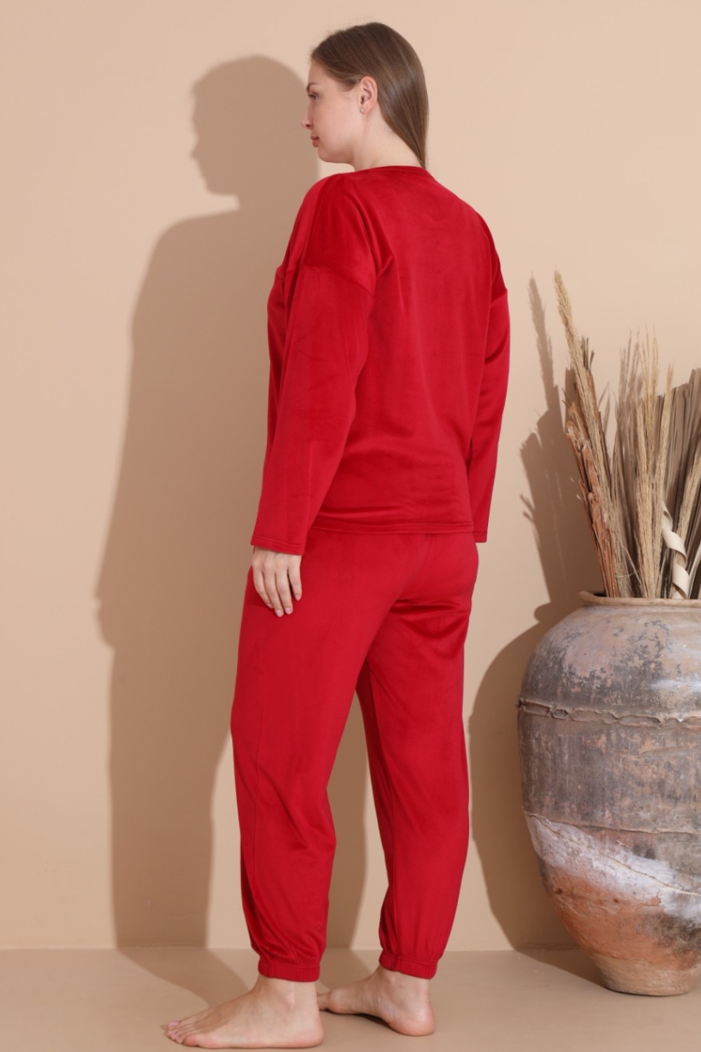 Πιτζάμα Γυναικεία Homewear Βελουτέ 3130 - ΚΟΚΚΙΝΟ, 3XL - Image 5